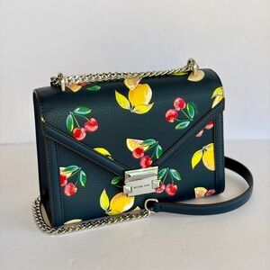 Michael Kors Whitney Medium Sequined Fruit Print Shoulder Crossbody Bag